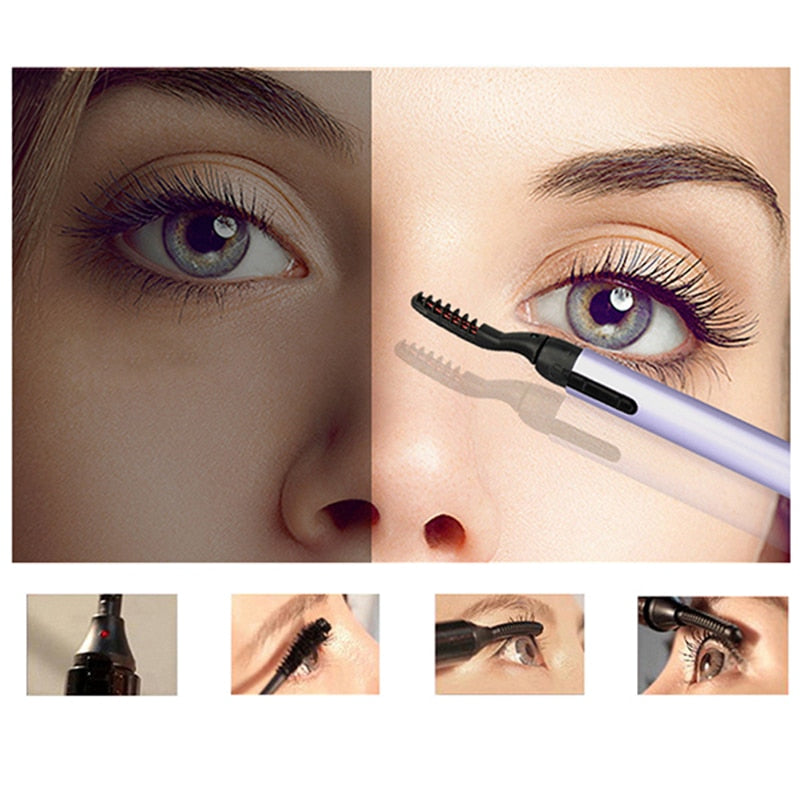 Electric Heated Eyelash Curler Pen Makeup Cosmetic Perfect Big Eyes Remover Clip Eyebrow Eye Lashes Tweezers