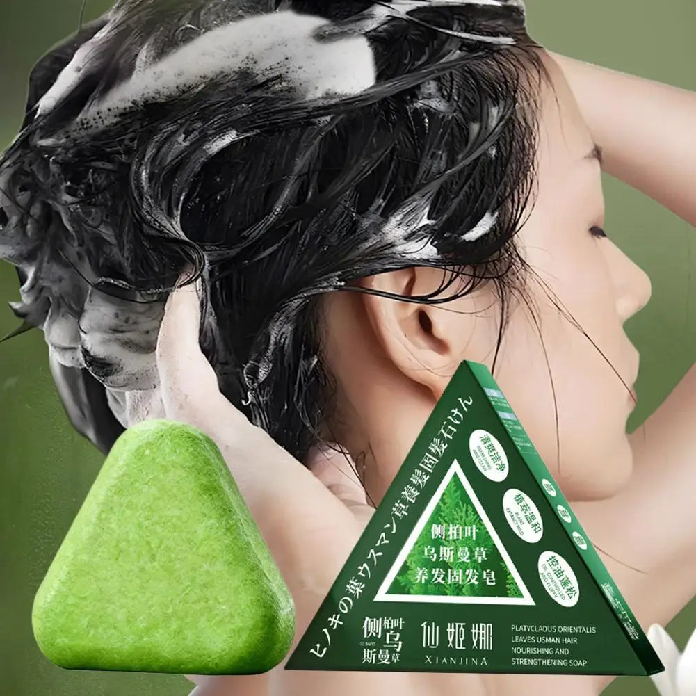 Shampooing Solide Naturel — Herbes & Usman Grass — Anti-Chute & Contrôle du Sébum
