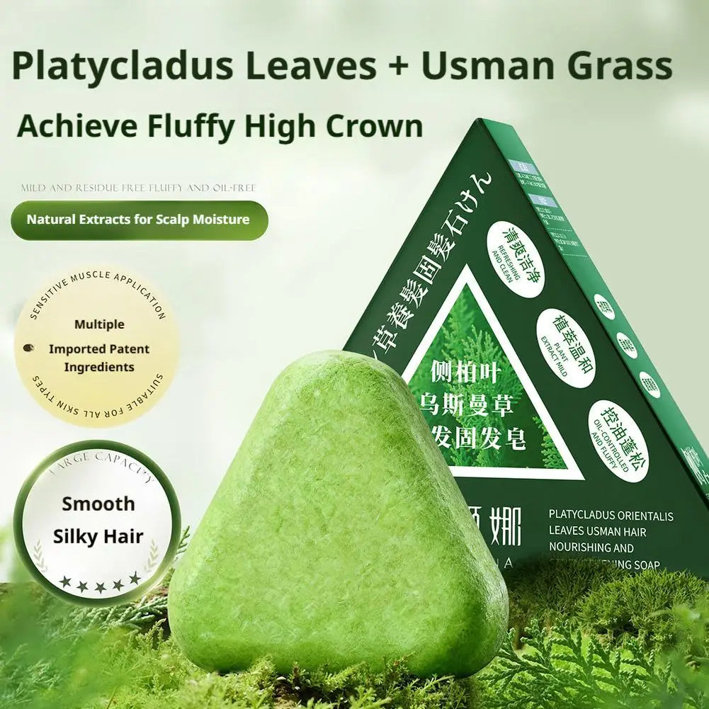 Shampooing Solide Naturel — Herbes & Usman Grass — Anti-Chute & Contrôle du Sébum