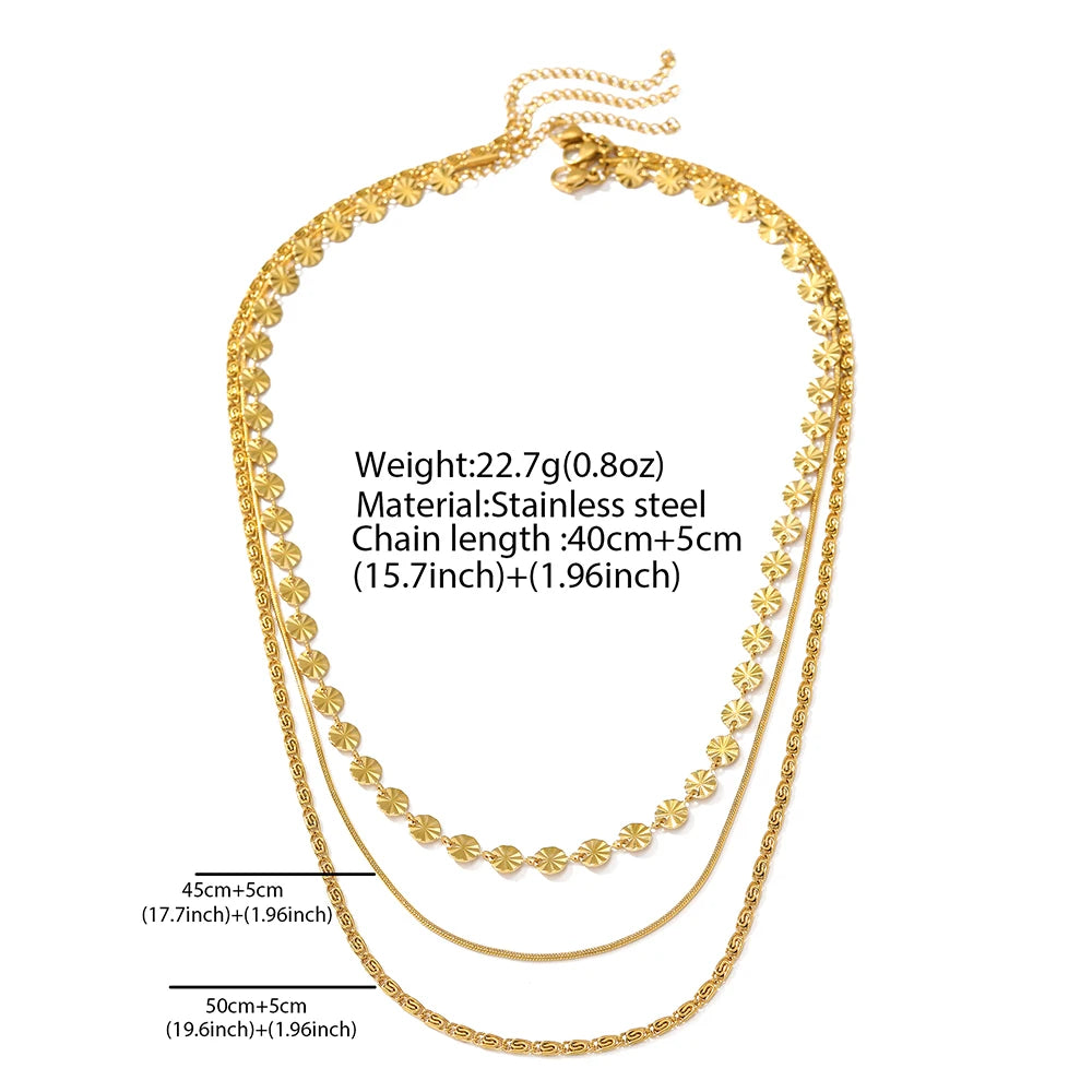 Collier Bohème Triple Rang — Chaîne Clavicule Acier Inoxydable