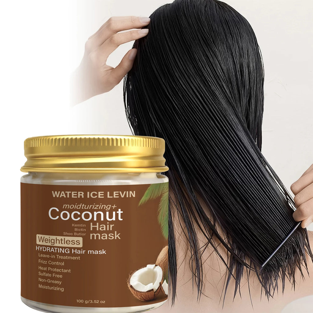 Masque Capillaire Hydratant à la Noix de Coco — Soin Sans Rinçage Anti-Frisottis