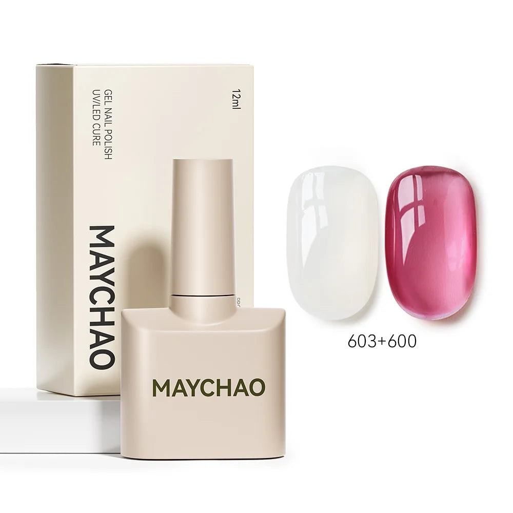 MAYCHAO Vernis à Ongles Gel Transparent Glacé 12ML 31 Couleurs, Semi-Permanent Soak Off UV LED