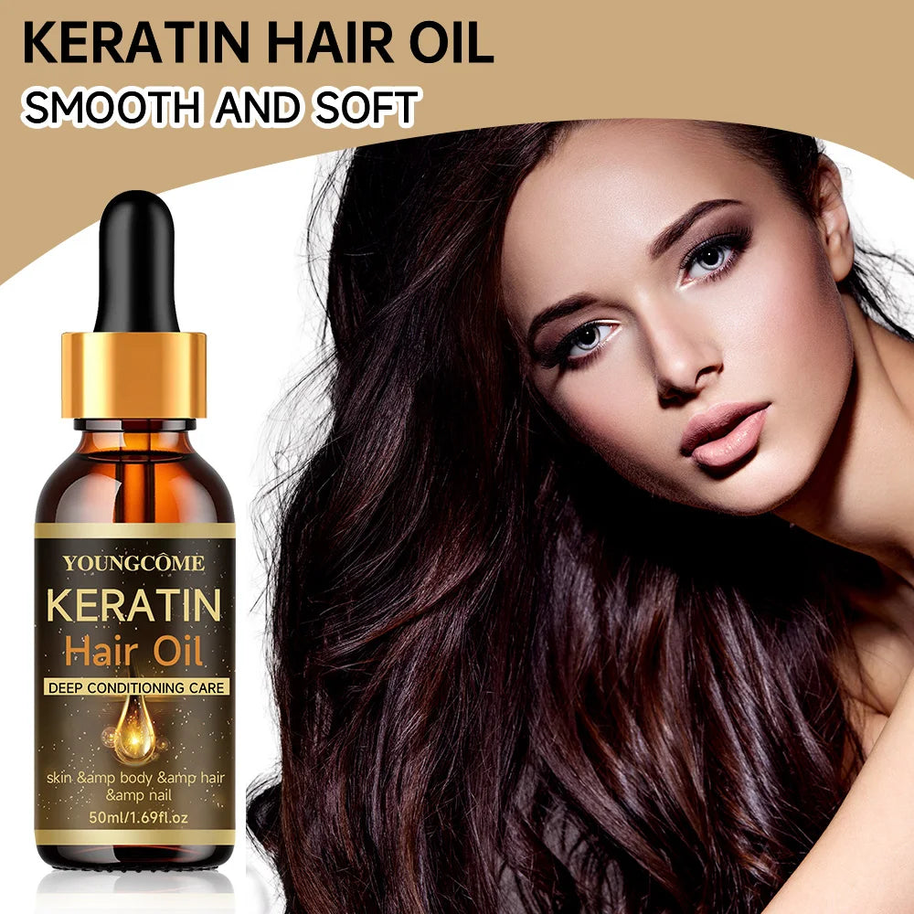 Masque Capillaire Professionnel Kératine & Huile Essentielle — Réparateur Cheveux Secs & Abîmés
