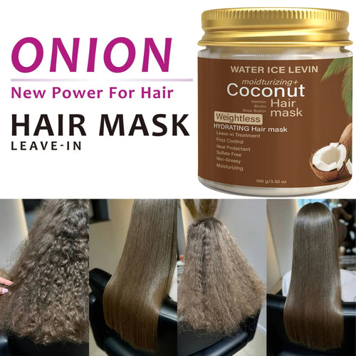 Masque Capillaire Hydratant à la Noix de Coco — Soin Sans Rinçage Anti-Frisottis