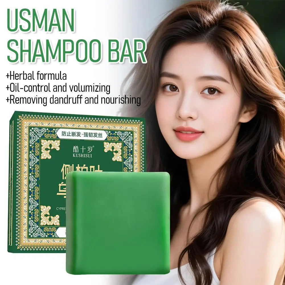 Shampooing Solide Naturel — Herbes & Usman Grass — Anti-Chute & Contrôle du Sébum