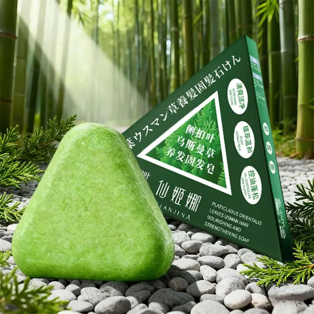 Shampooing Solide Naturel — Herbes & Usman Grass — Anti-Chute & Contrôle du Sébum