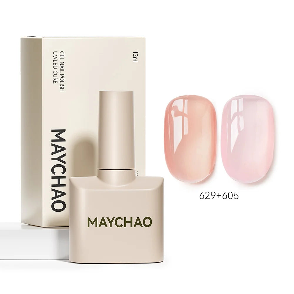 MAYCHAO Vernis à Ongles Gel Transparent Glacé 12ML 31 Couleurs, Semi-Permanent Soak Off UV LED