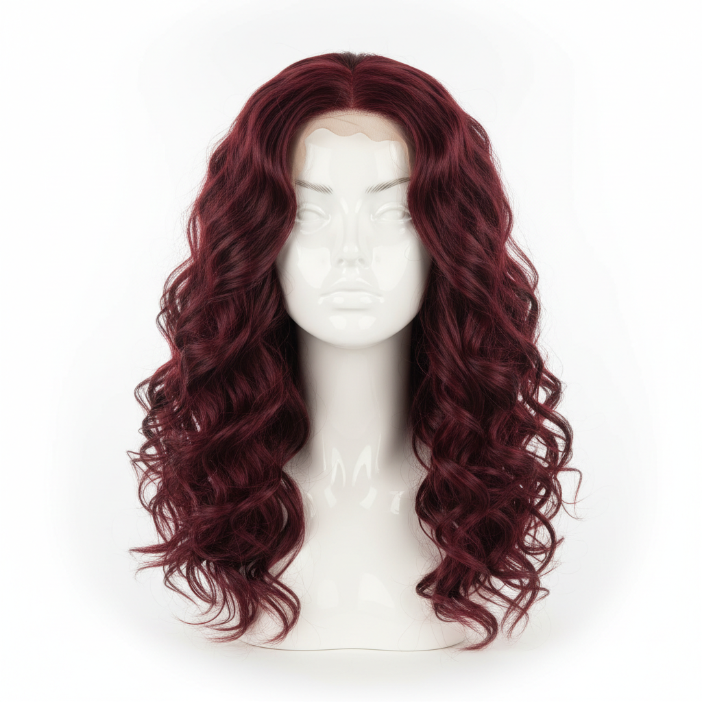Perruque bordeaux volumineuse