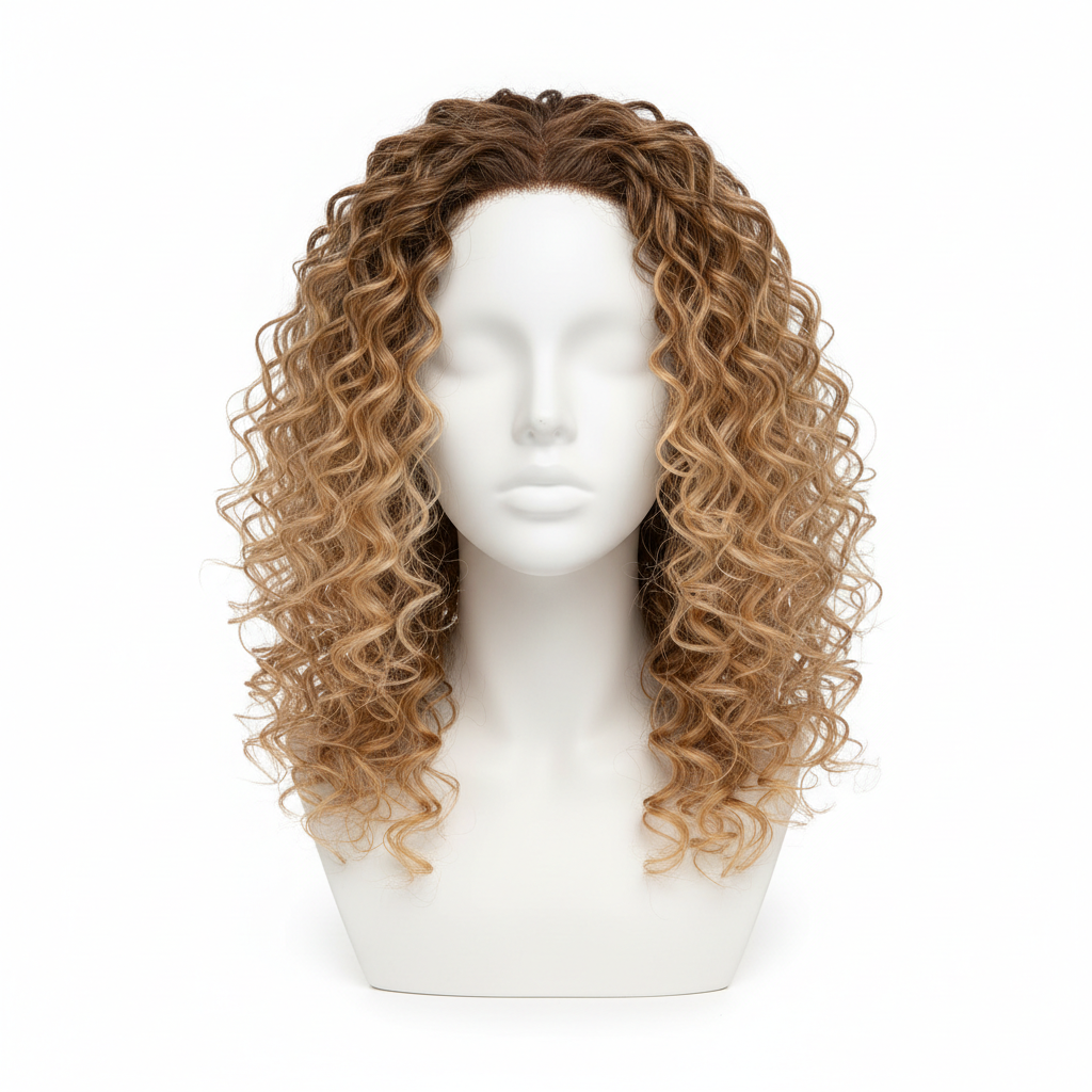 Perruque boucles blond miel
